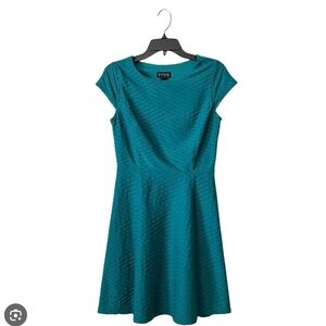 Jessica Howard Teal Textured Fit-and-Flare Midi Dress